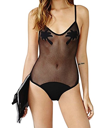 Moxeay® Sexy Black Mesh One Piece Swimsuit Monokini Bikini