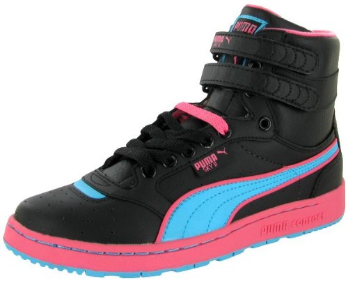 PUMA Sky II Hi Womens High Tops Shoes Leather Basketball Sneakers Lace Ups Black