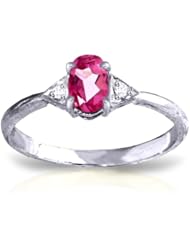14k White Gold Ring with Natural Pink Topaz size 7.0