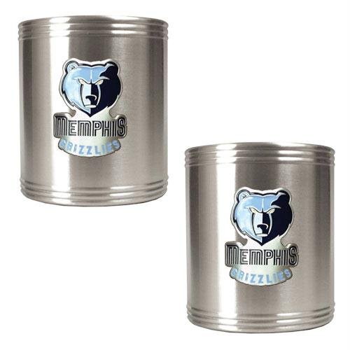 NBA Memphis Grizzlies Two Piece Stainless Steel Can Holder Set - Primary Logo