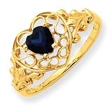 14k Yellow Gold September Birthstone Sapphire Filigree Heart Ring - Size 6 14k Yellow Gold September Birthstone Sapphire Filigree Heart Ring - Size 6