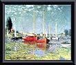 Art Poster Metal Framed Print - Argenteuil, Red Boats - Artist: Claude Monet- Poster Size: 8 X 9