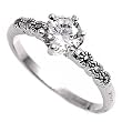Sterling Silver Marcasite Rings with Clear CZ - Sizes: 5-9