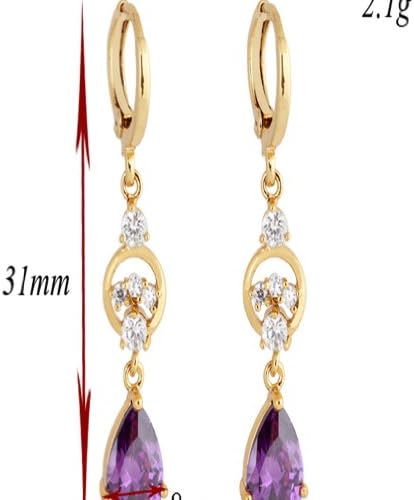 Yazilind Charming Smooth 18k Gold Plated Inlay Teardrop Cubic Zirconia Dangle Drop Earrings for Women