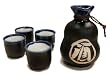 Japanese Black Ceramic Sake Set with Sake Character