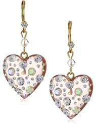 Betsey Johnson "Betsey Basics" Large Pink Lucite and Crystal Earrings