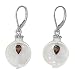 Jewelry : Sterling Silver Mother-of-Pearl Dangle Earrings with Garnet  by Sajen