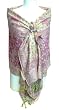 Elegant Pink Reversible Paisley Pashmina Silk Shawl Wrap