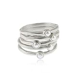 Pearl Stack Rings in Sterling Silver