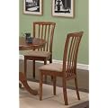 Set of 2 Dining Chairs Microfiber Fabric Dark Oak Finish