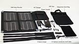 SUNPACK 16W Portable / Foldable Solar Charger for Laptops, iPad, iPhone, tablets and other personal gadgets. (include 16 foldable solar panel,12000mAH power bank with 2 x 5V USB port and 16~20V(auto sensing) output, 11 Laptop connectors, 10 DC Tips, USB charging cable, AC charging adaptor and a neoprene bag)