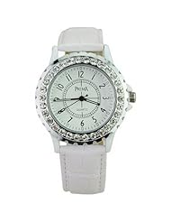 Fashionable Round Dial Rhinestone Inlaid Womens Quartz Watch