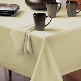 Benson Mills Romance Herringbone Fabric Tablecloth, Cream, 60-Inch-by-120-InchRomance Herringbone Tablecloth