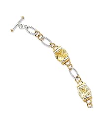 Sterling Silver Vermeil Light Yellow CZ Bracelet - 7.5 Inch