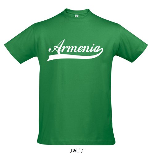 T-Shirt – Armenia Oldschool Armenien LÄNDERSHIRT EM / WM FAN Trikot S-XXL , Kelly green – weiß , L