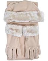 Cloche Fur Trim 3 Piece Fleece Hat, Scarf & Glove Women's Winter Set