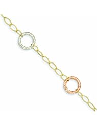 Genuine 14K Tri-Color Oval Chain With Diamond Cut Circles Bracelet 7 Inches 1 Grams Of Gold 100% Satisfaction Guaranteed.