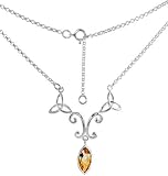 Sterling Silver 16" Celtic Necklace, w/ Marquise Cut Natural Citrine Stone