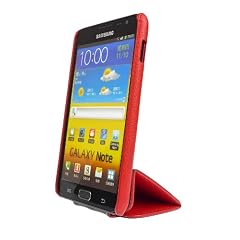 Avanto SLIM Ledertasche Flip Case Tasche Etui f�r Samsung Galaxy Note N7000 / GT-I9220 mit 2x St�nder Funktion - rot