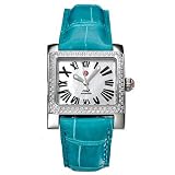 Michele MW2 Ladies' Watch Stainless Steel Mother-of-Pearl Dial Diamond Bezel on Torquoise Leather... by Michele