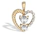 14K Yellow Gold Genuine Heart White Topaz and Diamond Pendant