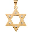 14K Yellow Gold Diamond Star of David Pendant - 25.00x19.00mm