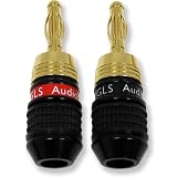 GLS Audio Safe-Connect "Generation 4" Gold Connector Banana Plugs Banana Clips - 8 Pack (4 Reds & 4 Blacks)