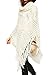 Choies Women White Turtleneck Cut Out Asymmetric Tassel Stitch Knitted Cape Jumper