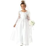 Child Medium (8-10) - Bride Costume (Bouquet not included - Veil goes around bun, not forehead)