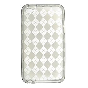 Premium TPU Flexi Soft Gel Skin for Apple iPod Touch 4th Generation, 4th Gen - Clear Checkers Argyle Print
