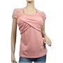 Pink Criss Cross Bodice Laced Shoulder Short Sleeve Plus Size Top