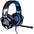 JGmax Gaming Stereo Headset with Noise Reduction and Blue Light for Laptop Computer Headset Headphone Earphones with Volume Control Microphone Hifi Driver for Laptop Computer (Black & Blue)