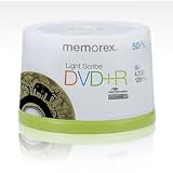 Memorex Lightscribe 16x Dvd+R Media 4.7gb 120mm Standard 50 Pack Spindle Direct Disc Labeling