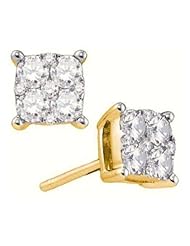 1.34 cttw 18k Yellow Gold Diamond Square Shaped Earrings (Real Diamonds: 1.34 cttw)