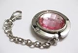 Light Pink Crystal Diamond Purse Hook Hanger with Keychain