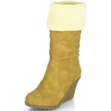 Damen komplett gef�tterte Wedge Winterstiefel MQ1121 Camel Gr. 36