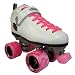 Sure Grip Boxer White Boots with Pink & White Swirl Wheels and Pink Laces Mens Boys Ladies Womens Girls Kids Childrens Youth Quad Speed Roller Derby Skating Skates