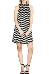 Fall Chevron Print Keyhole Lace Metallic/Nylon/Polyester/Spandex  Dress