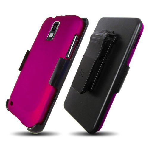 3 in 1 Screen Protector Combo Case & Holster for Samsung Galaxy S II (T-Mobile) T989, Magenta-Beyond