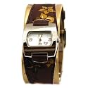Terrain - TF-007L - Montre sport Femme - Quartz Analogique - Ecran blanc - Bracelet marron fleuri - Petite bo&icirc;te assortie
