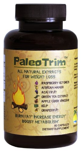 PaleoTrim All Natural Weight Loss Pills w/ Raspberry Ketones, African Mango, Acai, Green Tea, And More All In One Pill - 60 Capsules