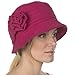 Sakkas Womens Wool Blend Foldable Cloche Bucket Hat with Flower Accent
