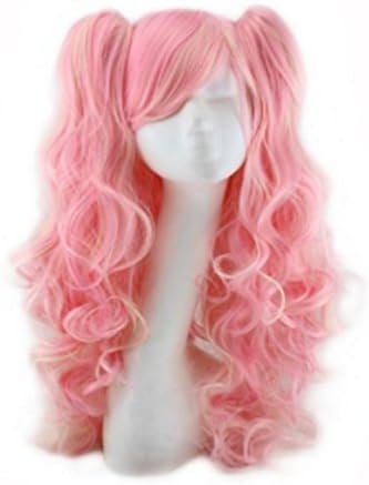 Lolita Ponytails Long Curly Party Cosplay Wigs (Pink / Gold)