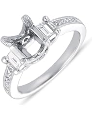 14K White Gold 0.56cttw Princess Diamond Semi Mount Engagement Ring