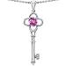Candygem 14k Gold Key to my Heart Love Key Pendant with Created Pink Sapphire...