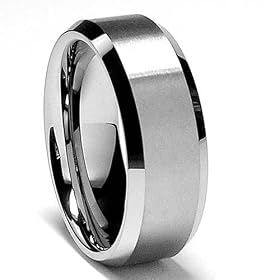 8MM High Polish / Matte Finish Men's Tungsten Ring Wedding Band Size 7: Jewelry