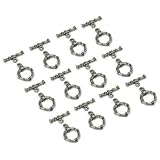 12 Bali Toggle Clasps Pewter Antique Silver Bracelets