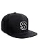 Classic Snapback Hat w Custom A-Z Initial 3D Raised Silicon Letters - Black Hat with White Black Initial S
