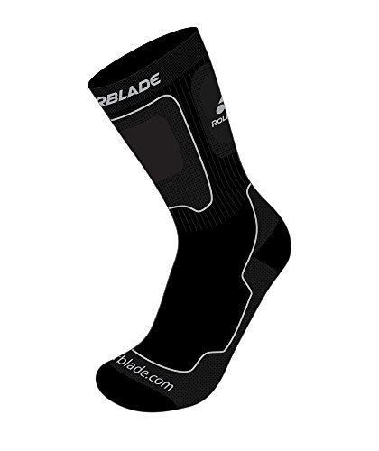 Rollerblade Men's High Performance Skating Socks, Black/Silver, Medium/US 7-9