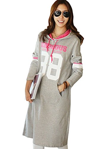 【 UN ANANAS 】 ロゴT フード付き ロング ワンピース 長袖 ゆったり スポーティー レディース 韓国 スタイル 全３色